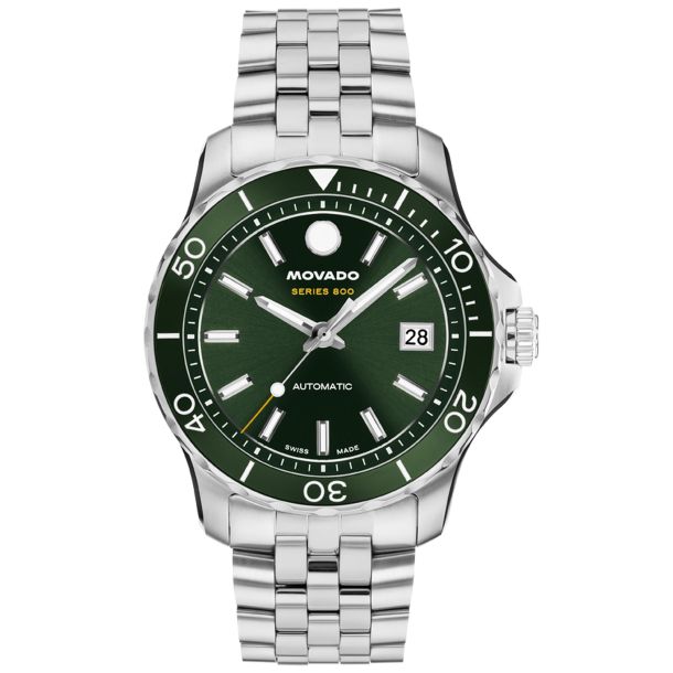 Movado Series 800 Automatic Green Dial Stainless Steel Watch 40mm