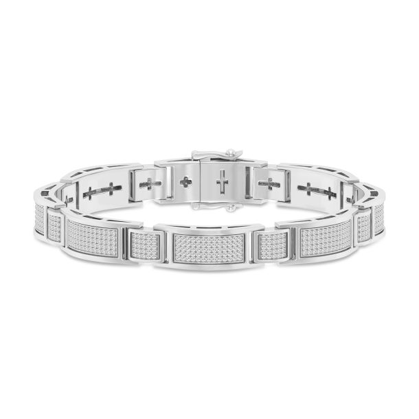 Mens sterling new arrivals silver diamond bracelets