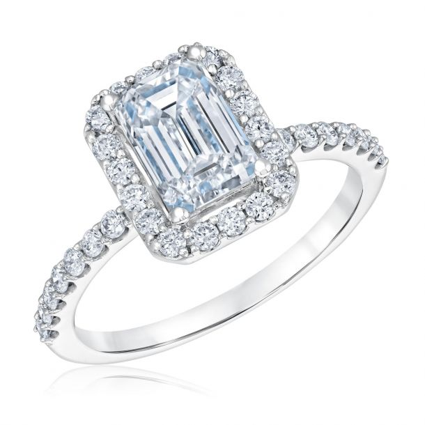 informatie afbreken Piraat 2ctw Emerald Lab Grown Diamond Halo White Gold Engagement Ring | REEDS  Jewelers