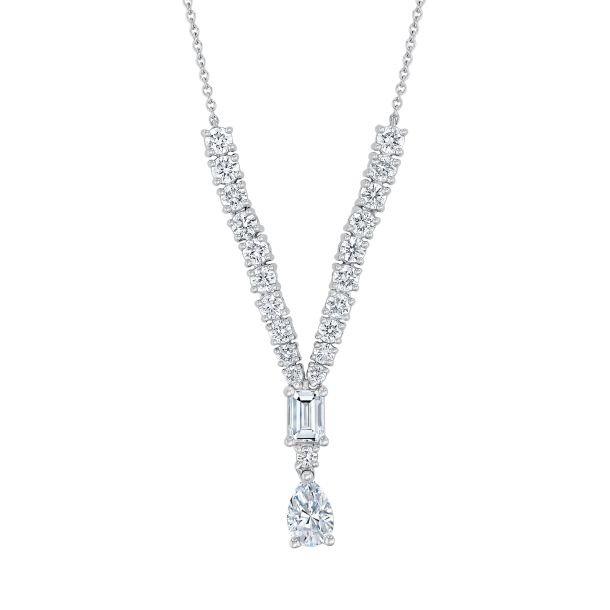 2ctw Multi Shaped Lab Grown Diamond White Gold Chevron Pendant