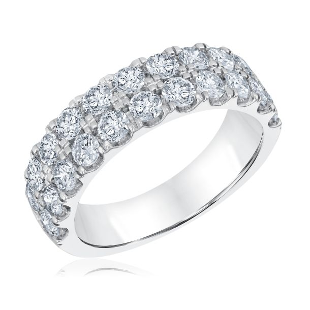 2ctw Round Diamond Double Row White Gold Band Embrace Collection