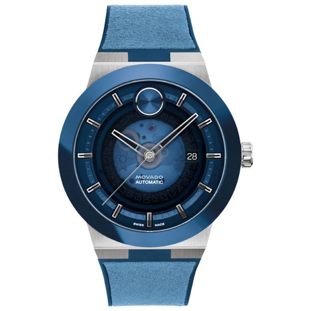 Movado BOLD Fusion Automatic Blue Dial Rubber Strap Watch 44mm ...