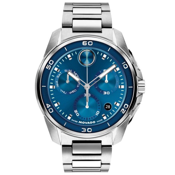 Movado BOLD Verso S Chronograph Blue Dial Stainless Steel Watch