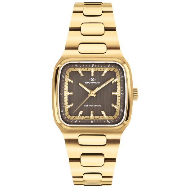 Movado Tempo-Matic Automatic Grey Dial Gold-Tone Bracelet Watch