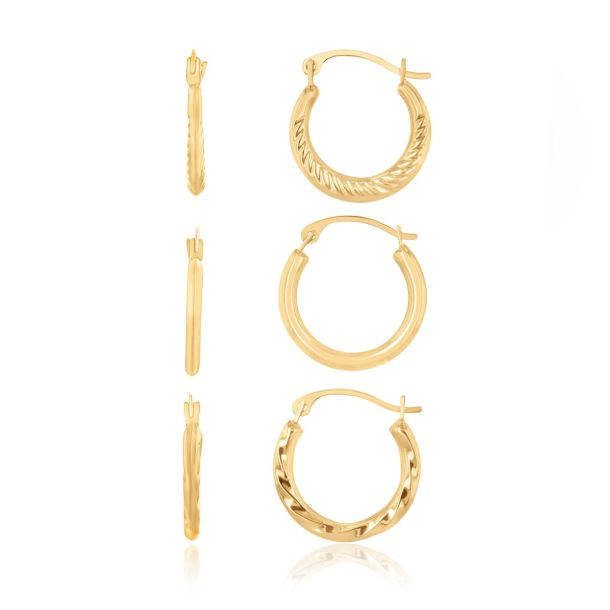 Set of three gold hoop earrings deals