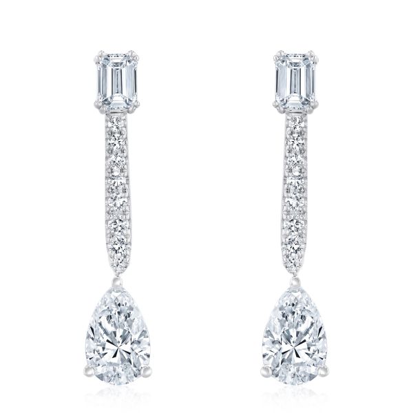 3ctw Multi Shaped Lab Grown Diamond White Gold Drop Earrings