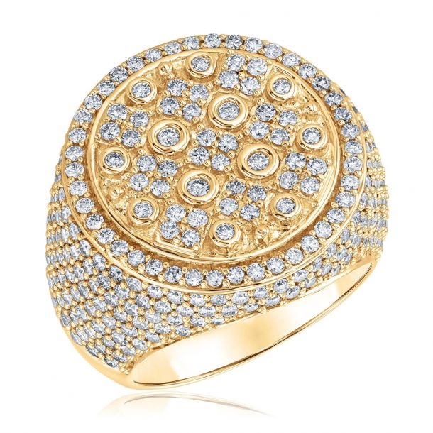 Men's round gold ring hot sale