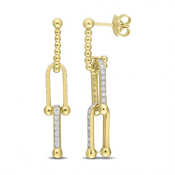 5/8ctw Diamond Yellow Gold Link Drop Earrings REEDS Jewelers