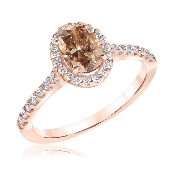Dat Classificeren In tegenspraak 7/8ctw Oval Natural Champagne Diamond and Diamond Rose Gold Engagement Ring  | Blush Collection | REEDS Jewelers