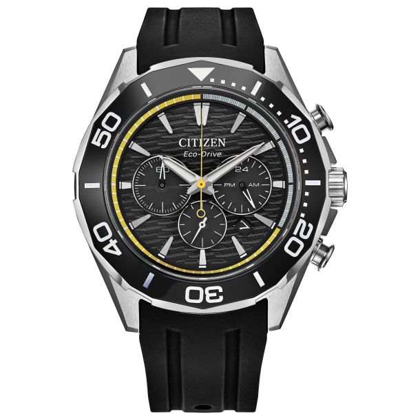 Citizen Eco-Drive Endeavor Chrono Black Dial Polyurethane Strap