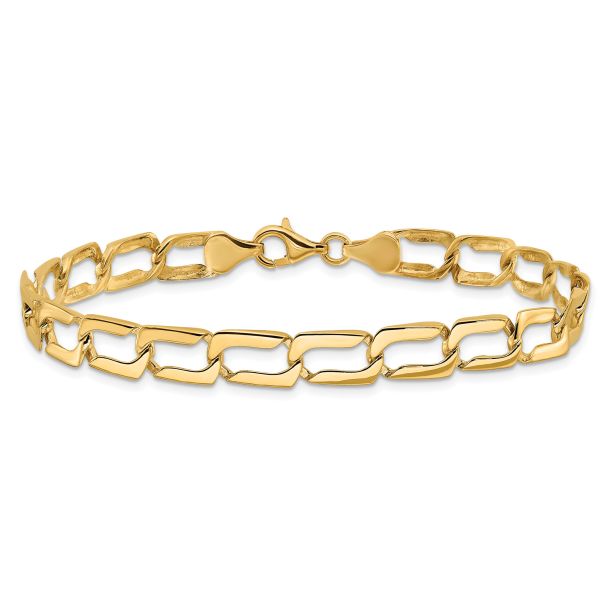 Men's 14k Yellow Gold 9mm Fancy Rectangular Curb Link Chain