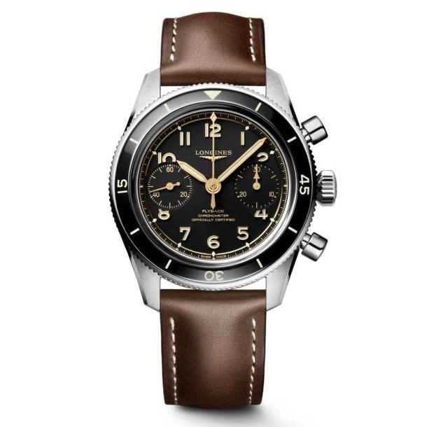 Longines Spirit Pilot Flyback Manual Chronograph Black Dial Brown