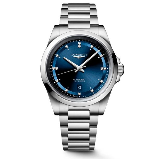 ルリアンリンクス Longines Conquest Automatic Diamond Blue Dial Stainless Steel