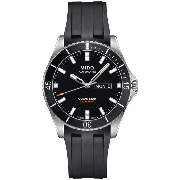 MIDO Ocean Star 200 Black Dial Stainless Steel Black Rubber Strap