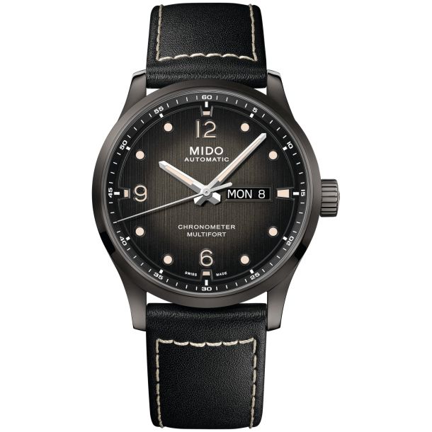 マルコメ MIDO Multifort M Chronometer Black Dial Leather Strap Watch 42mm