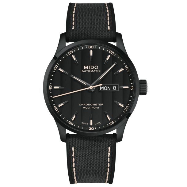 MIDO Multifort Chronometer 1 Black Dial Black Fabric Strap Watch