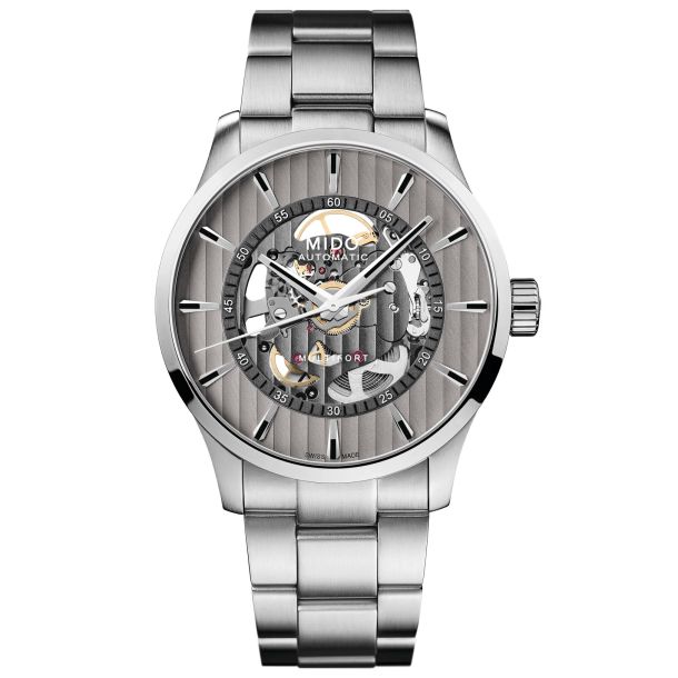MIDO Multifort Skeleton Vertigo Silver Dial Stainless Steel Watch