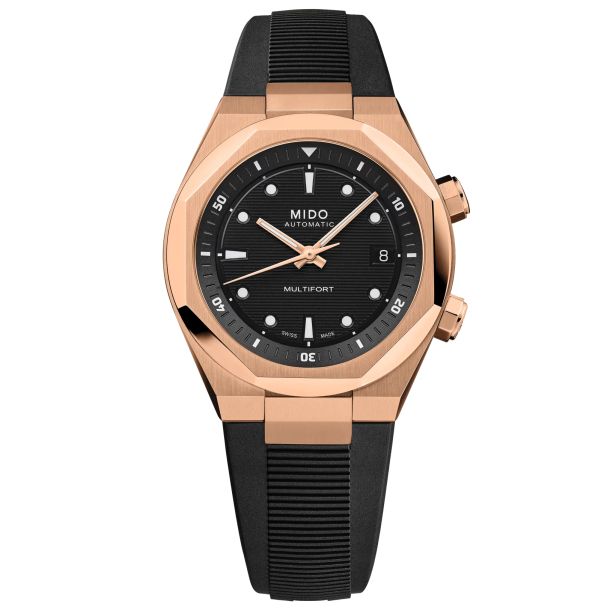 MIDO Multifort 8 Two Crowns Automatic Black Dial Rubber Strap