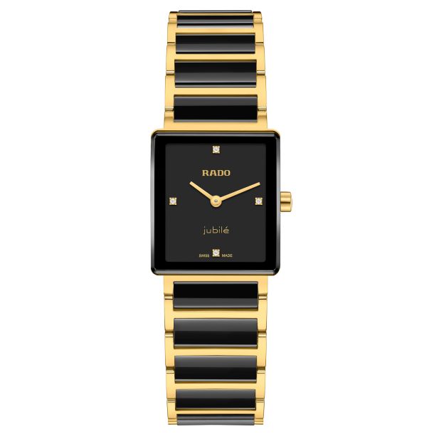 Rado Integral Black Diamond Dial Gold-Tone Stainless Steel and