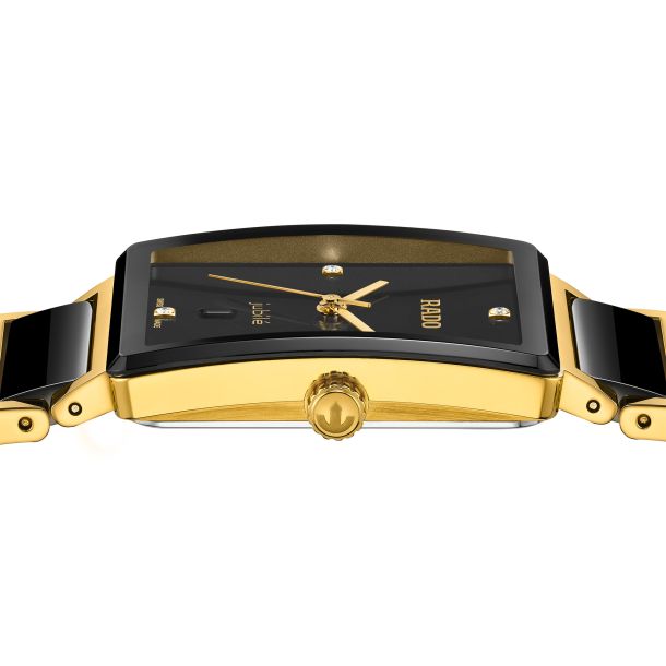 Rado Integral Black Diamond Dial Gold-Tone Stainless Steel and