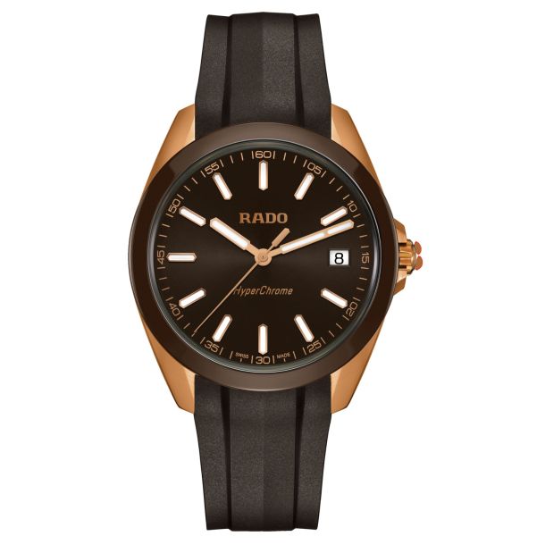 Rado HyperChrome Brown Dial Brown Rubber Strap Watch 41.5mm