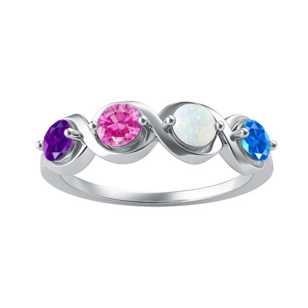 Mother's Custom Birthstone Twist Engravable Family Ring (2-4