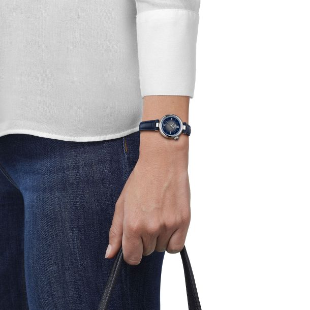 Tissot Desir Graded Silver-Blue Dial Blue Leather Strap Watch 28mm