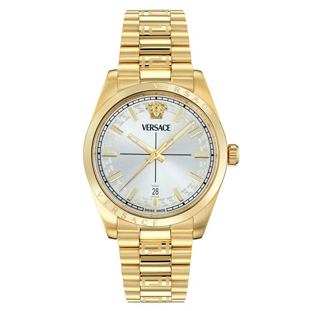 Versace Millenyium Silver Sunray Dial IP Yellow Gold Bracelet