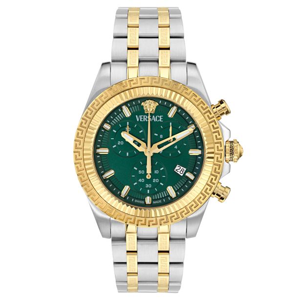 Versace Fornax Chronograph Matte Green Dial Two-Tone IP  display picture 1
