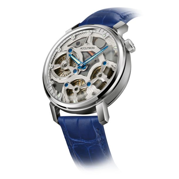 Accutron Electrostatic Spaceview Evolution Blue Leather Strap Watch 43.5mm 26A209 REEDS Jewelers
