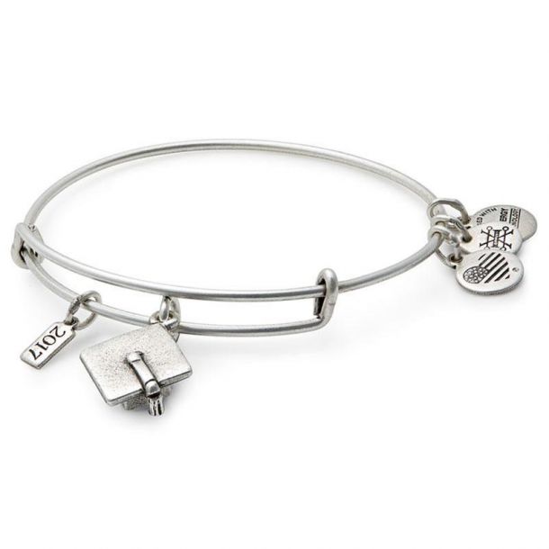 Alex and Ani 2017 Graduation Cap Charm Bangle Rafaelian Silver