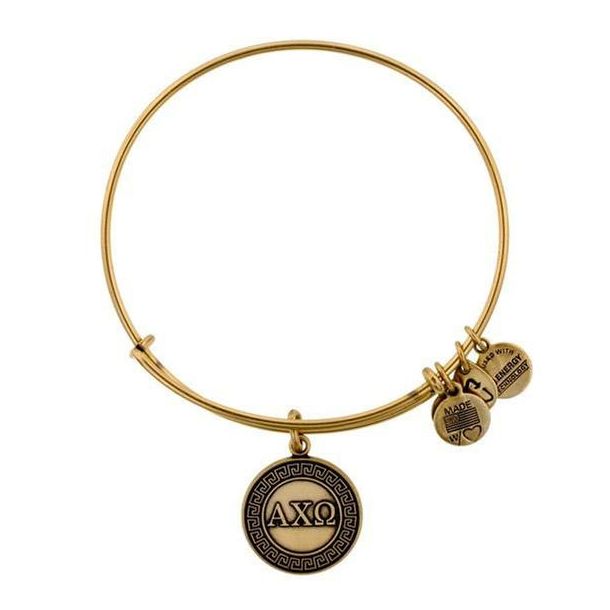 Alex and Ani Alpha Chi Omega Charm Bangle Rafaelian Gold Finish REEDS Jewelers