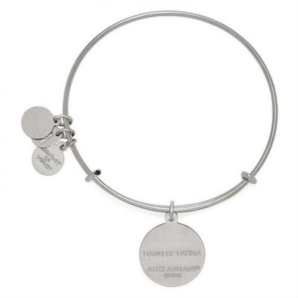 Alex and Ani Avocado Hand of Fatima Charm Bangle Shiny Silver Finish REEDS Jewelers
