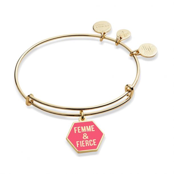 Alex and Ani Barbie Femme and Fierce Charm Bangle Bracelet Shiny Gold Finish