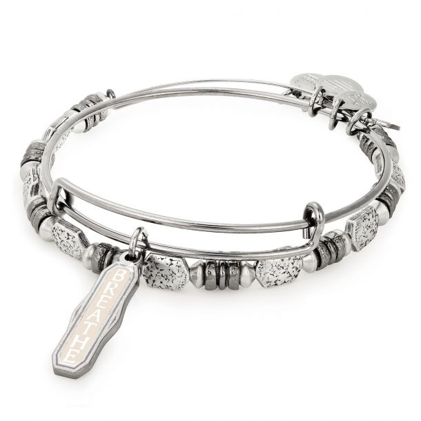 Alex and Ani Breathe Color Infusion Set of Two Bangle Bracelets Midnight Silver Finish