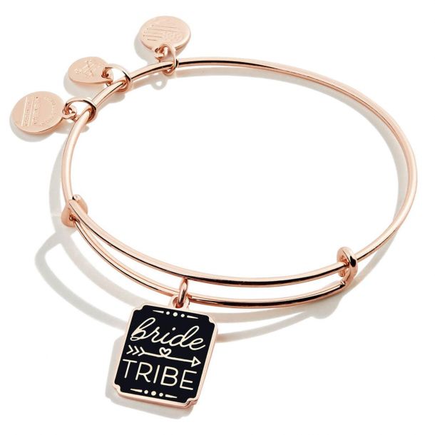 Alex and Ani Bride Tribe Charm Bangle Bracelet Shiny Rose Gold Finish