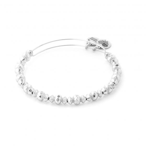 Alex and Ani Canyon Beaded Bangle Shiny Silver Finish