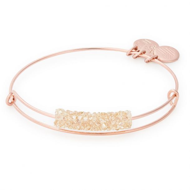 Alex and Ani Carmel Candy Fine Rocks Beaded Bangle Shiny Rose Gold Finish