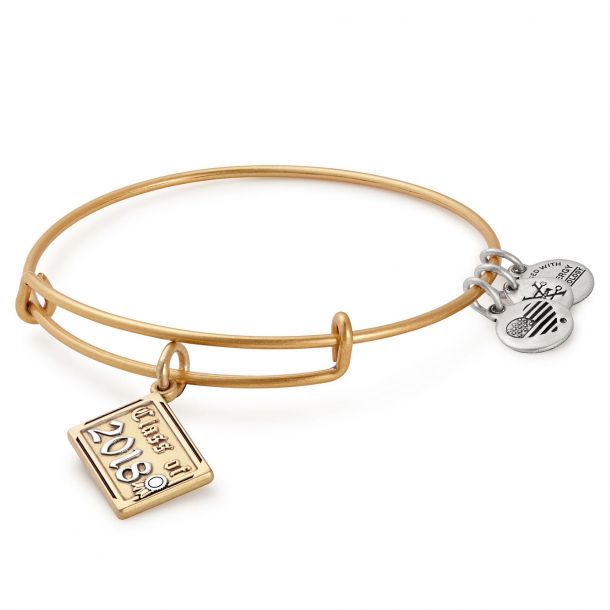 Alex and Ani Class of 2018 Charm Bangle Rafaelian Gold Finish REEDS Jewelers