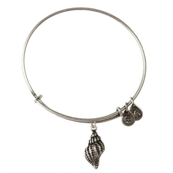 Alex and Ani Conch Shell Charm Bangle Bracelet Rafaelian Silver Finish