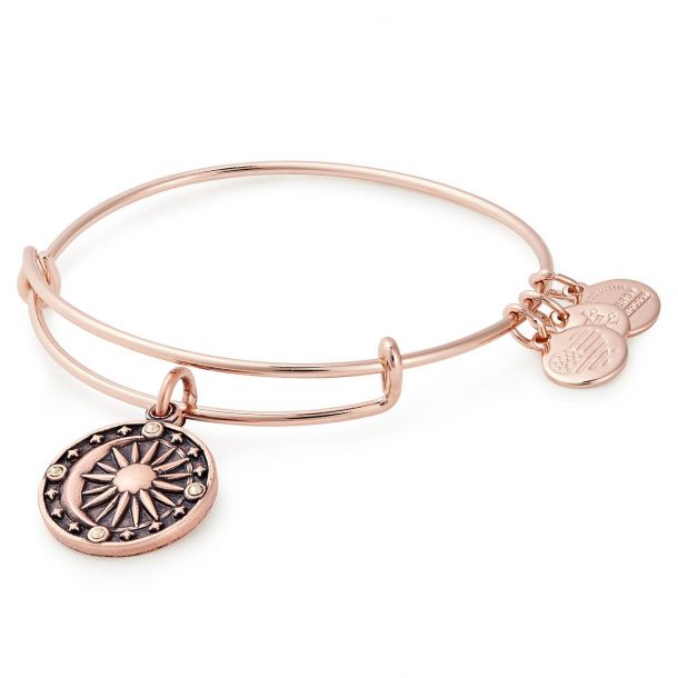 Alex and Ani Cosmic Balance Charm Bangle Bracelet Shiny Rose Gold Finish