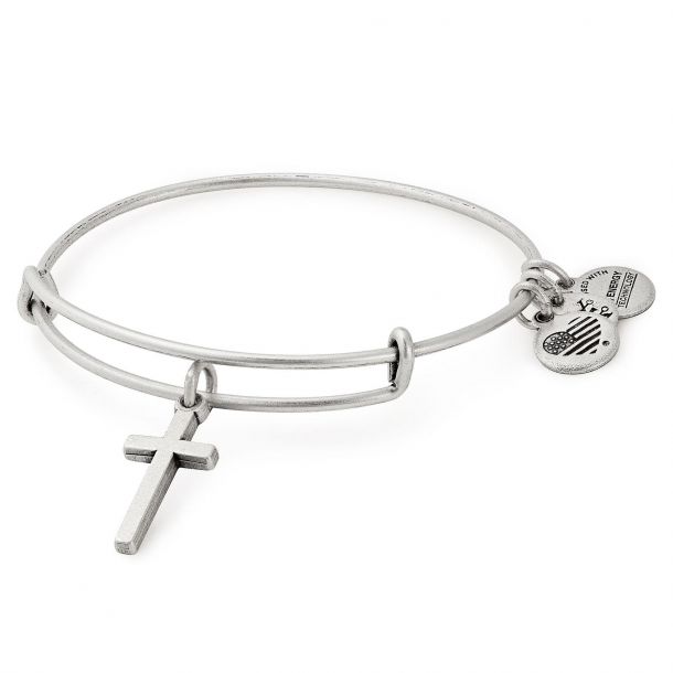 Alex and Ani Cross Charm Bangle Rafaelian Silver Finish