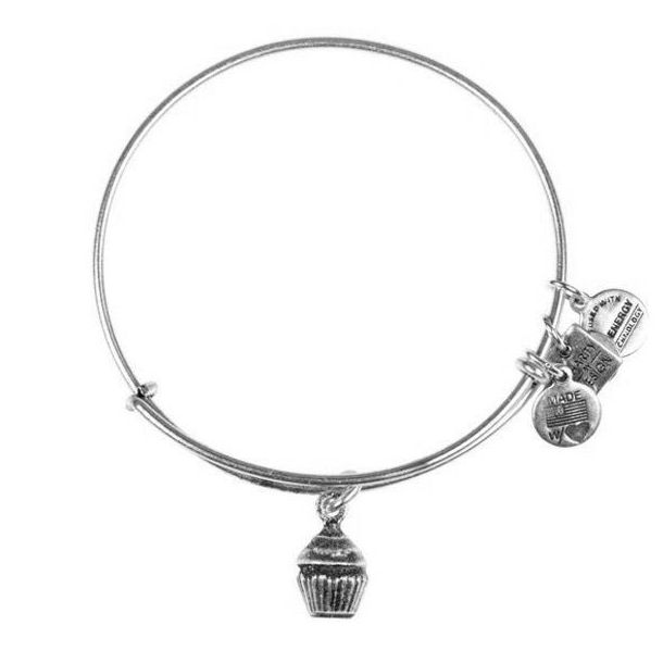 Alex and Ani Cupcake Charm Bangle Bracelet Rafaelian Silver Finish