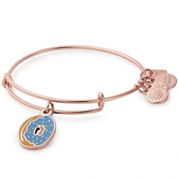Alex and Ani Donut Charm Bangle Bracelet Shiny Rose Gold Finish