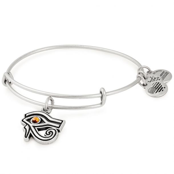 Alex and Ani Eye of Horus Charm Bangle Bracelet Rafaelian Silver Finish
