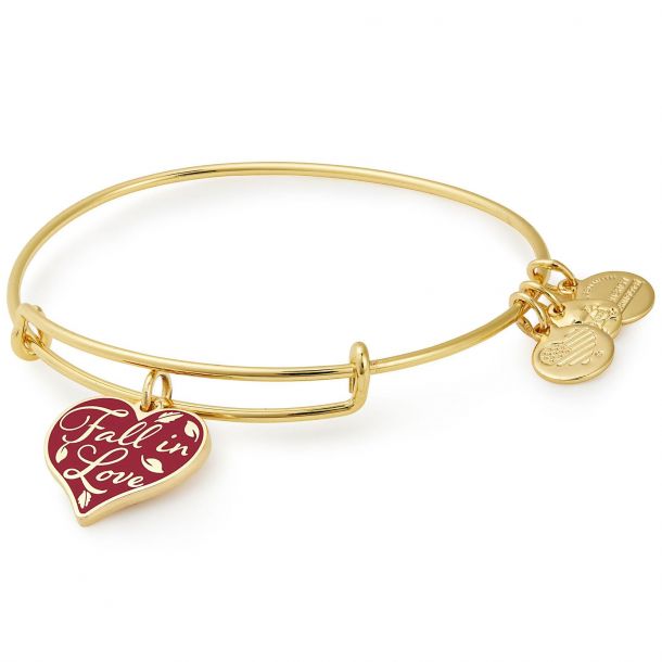 Alex and Ani Fall in Love Color Infusion Charm Bangle Bracelet - Shiny Gold  Finish