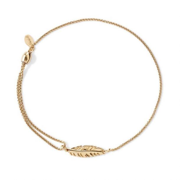 Alex and Ani Feather Pull Chain Bracelet Gold Plated