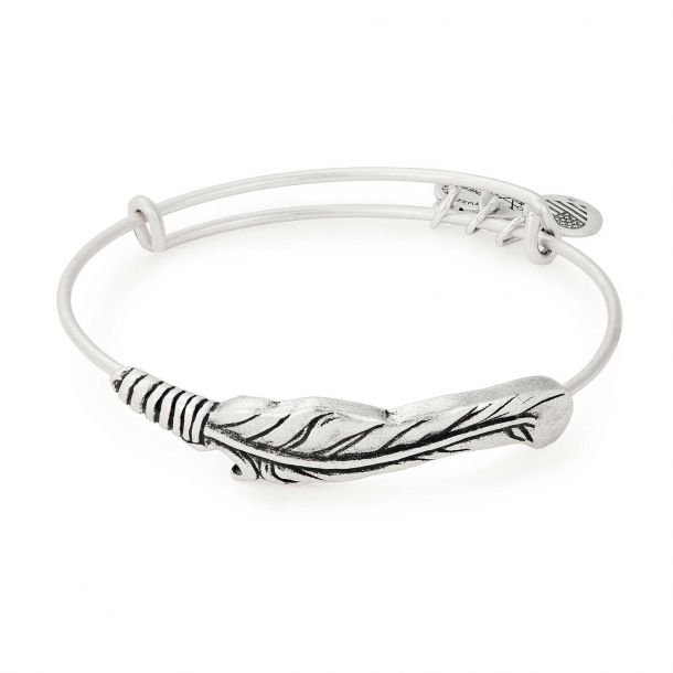 Alex and Ani Feather Spiritual Armor Bangle Rafaelian Silver Finish