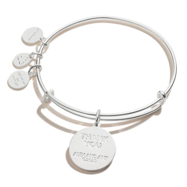 Alex and Ani Frontline Healthcare Hero Charm Bangle Bracelet Shiny Silver Finish