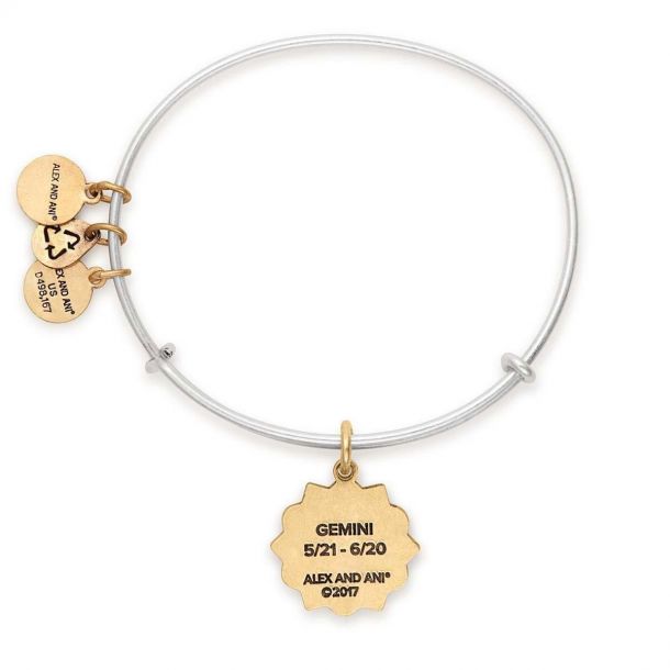 Alex and Ani Gemini Two Tone Charm Bangle Bracelet Rafaelian Gold and Silver Finish REEDS Jewelers